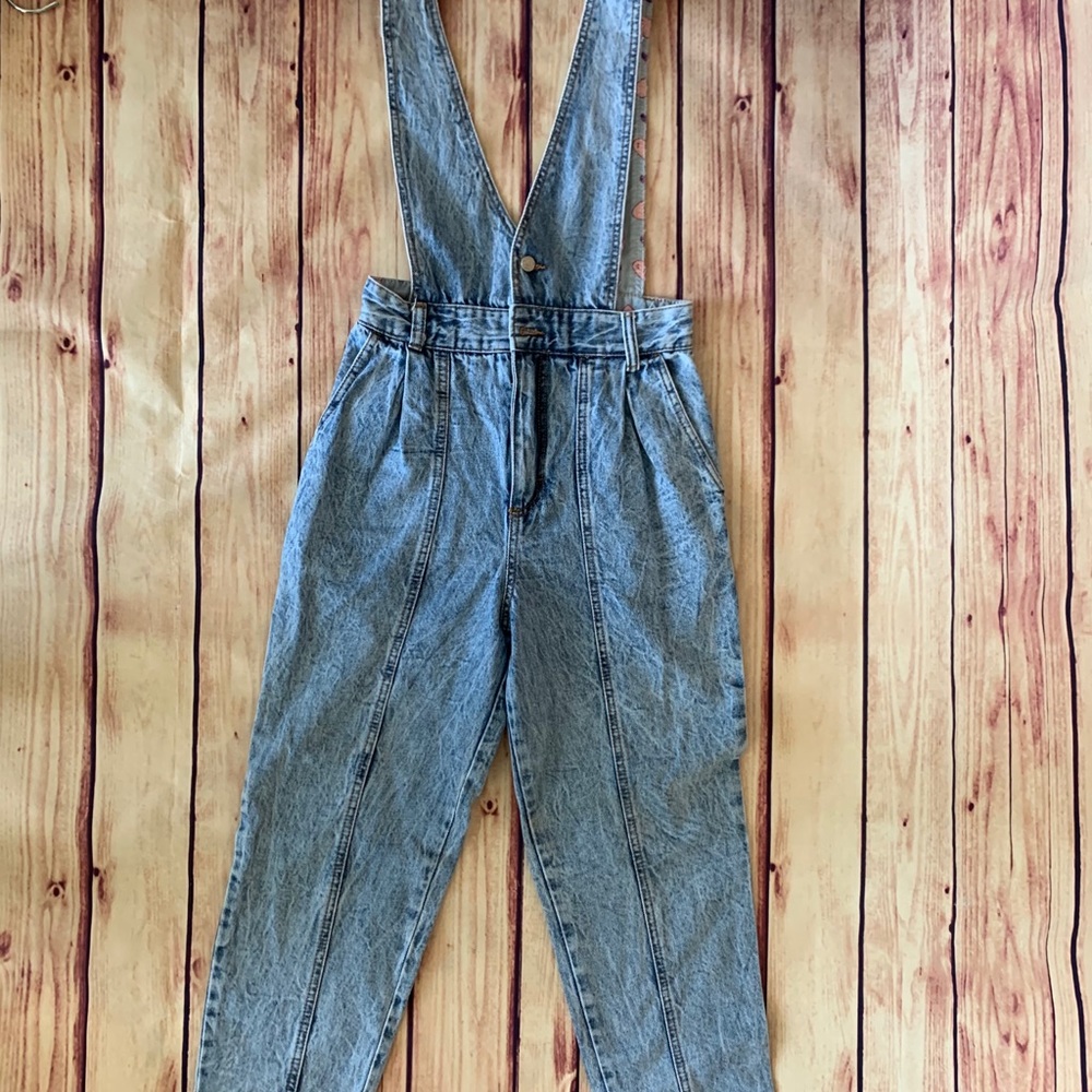 Vintage Denim V Neck One Piece Overalls Jumper, Size 10